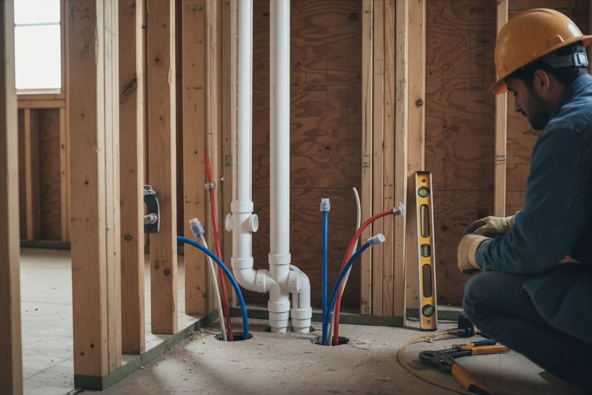 Drain and supply rough-in during Drain Cleaning in New Troy