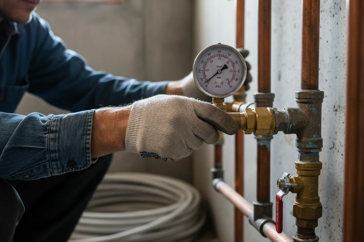 Pressure testing a repaired line during Water Line Repair in New Troy